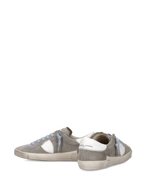 Sneakers uomo basse in pelle grigio/celeste PHILIPPE MODEL | PRLUXS18
